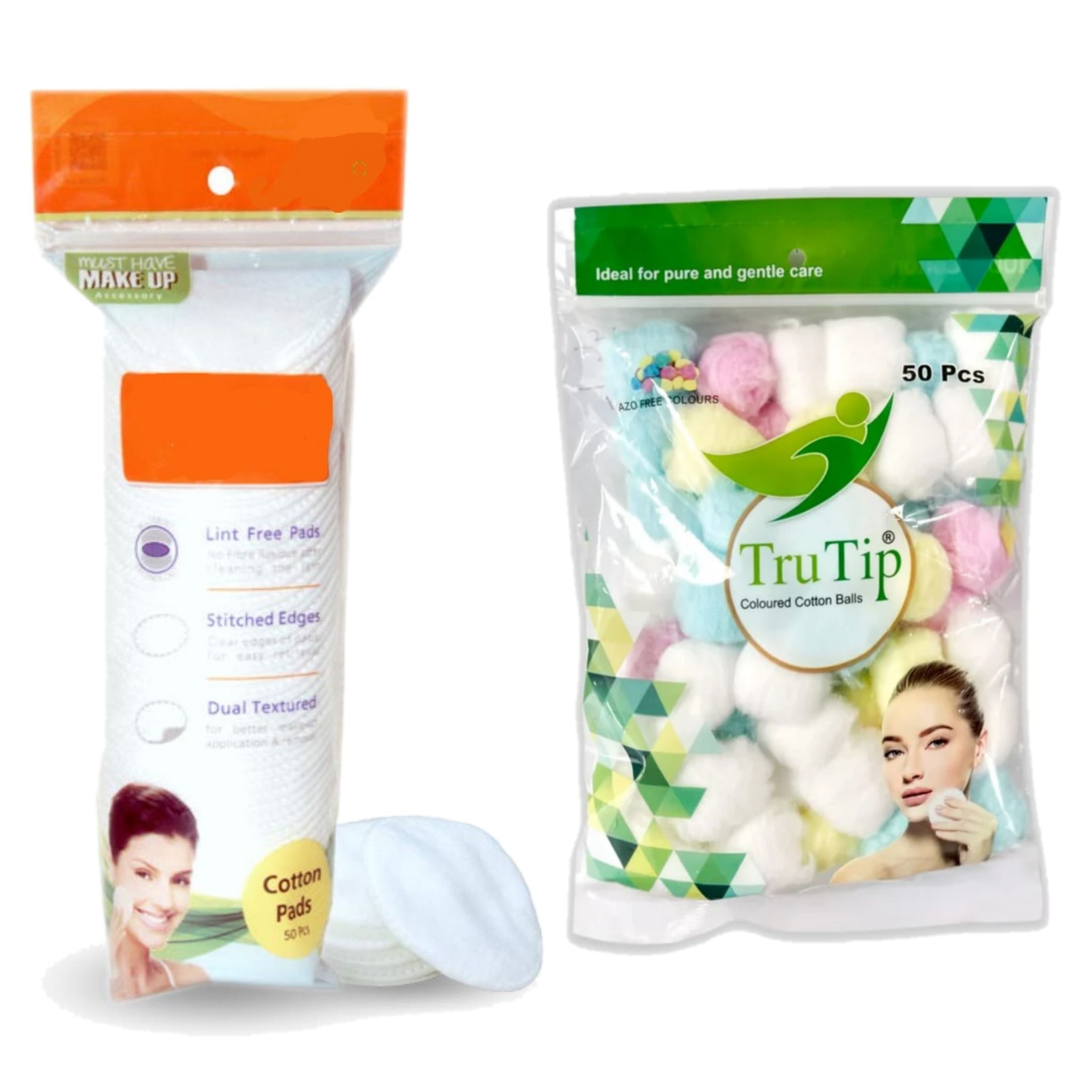 50Pcs Lint Free Cotton Pads and 50 Pcs Cotton Balls for Makeup Removal Soft and Gentle Cotton Pads and Balls for Sensitive Skin Eco-Friendly , High-Quality Cotton Pads and Balls for a Flawless Makeup Application