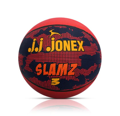 JJ JONEX Kids Basketball Slamz for Indoor-Outdoor Size 3 Red (MYC) JJ JONEX Kids Basketball Slamz for Indoor-Outdoor Size 3 Red (MYC)