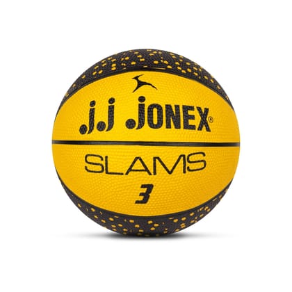 JJ JONEX Kids Basketball Slamz for Indoor-Outdoor Size 3 Yellow (MYC) JJ JONEX Kids Basketball Slamz for Indoor-Outdoor Size 3 Yellow (MYC)