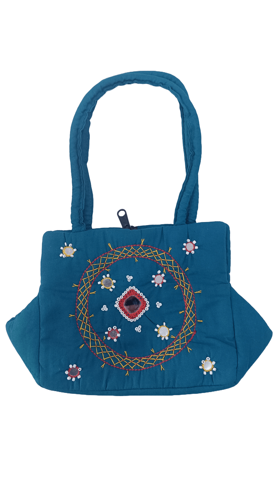 Handmade Beaded and Embroidered Handbag with Mirror Detailig
