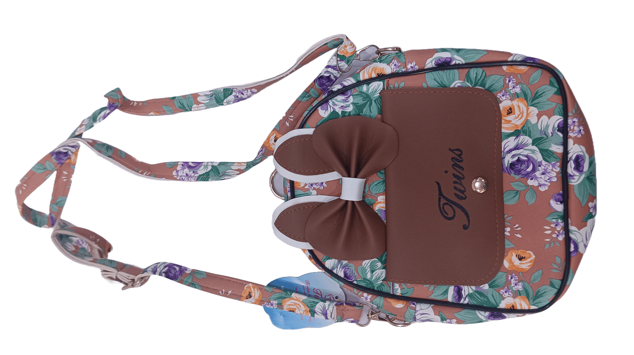 Floral Pattern Crossbody Bag with Bow