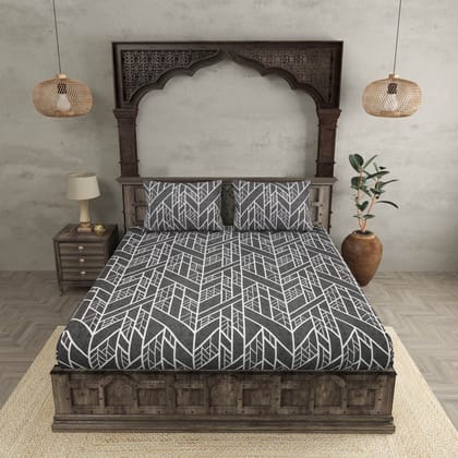 Quirky Home Fantasy Collection Premium Cotton Blend 180 TC Fitted King Wrinklefree Bedsheet with 2 Pillow Covers, New X Grey Quirky Home Fantasy Collection Premium Cotton Blend 180 TC Fitted King Wrinklefree Bedsheet with 2 Pillow Covers, New X Grey