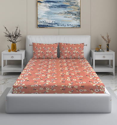 Quirky Home Fantasy Collection Premium Cotton Blend 180 TC Fitted Double Wrinklefree Bedsheet with 2 Pillow Covers, Pink Floral Quirky Home Fantasy Collection Premium Cotton Blend 180 TC Fitted Double Wrinklefree Bedsheet with 2 Pillow Covers, Pink Floral