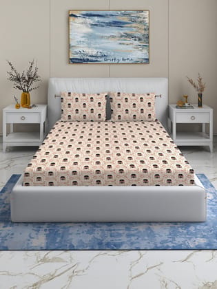 Quirky Home Fantasy Collection Premium Cotton Blend 180 TC Fitted Double Wrinklefree Bedsheet with 2 Pillow Covers, Baby Pink Floral Quirky Home Fantasy Collection Premium Cotton Blend 180 TC Fitted Double Wrinklefree Bedsheet with 2 Pillow Covers, Baby Pink Floral