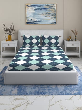 Quirky Home Rome Collection Premium Cotton Blend 180 TC Flat Double Wrinklefree Bedsheet with 2 Pillow Covers, BWG Check Quirky Home Rome Collection Premium Cotton Blend 180 TC Flat Double Wrinklefree Bedsheet with 2 Pillow Covers, BWG Check