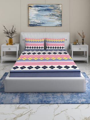 Quirky Home Rome Collection Premium Cotton Blend 180 TC Flat Double Wrinklefree Bedsheet with 2 Pillow Covers, Pink Diamond Quirky Home Rome Collection Premium Cotton Blend 180 TC Flat Double Wrinklefree Bedsheet with 2 Pillow Covers, Pink Diamond