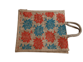 **Title:**Jute Tote Bag with Floral Print**
