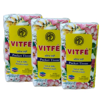 Pocket Tissue (2 Ply, 30 Sheets) Eco Friendly Ultra Soft Face Tissues for Women Men Kids Boys & Girls small Pocket hanky napkins Pouch Easy to carry travel(Pack of 3)