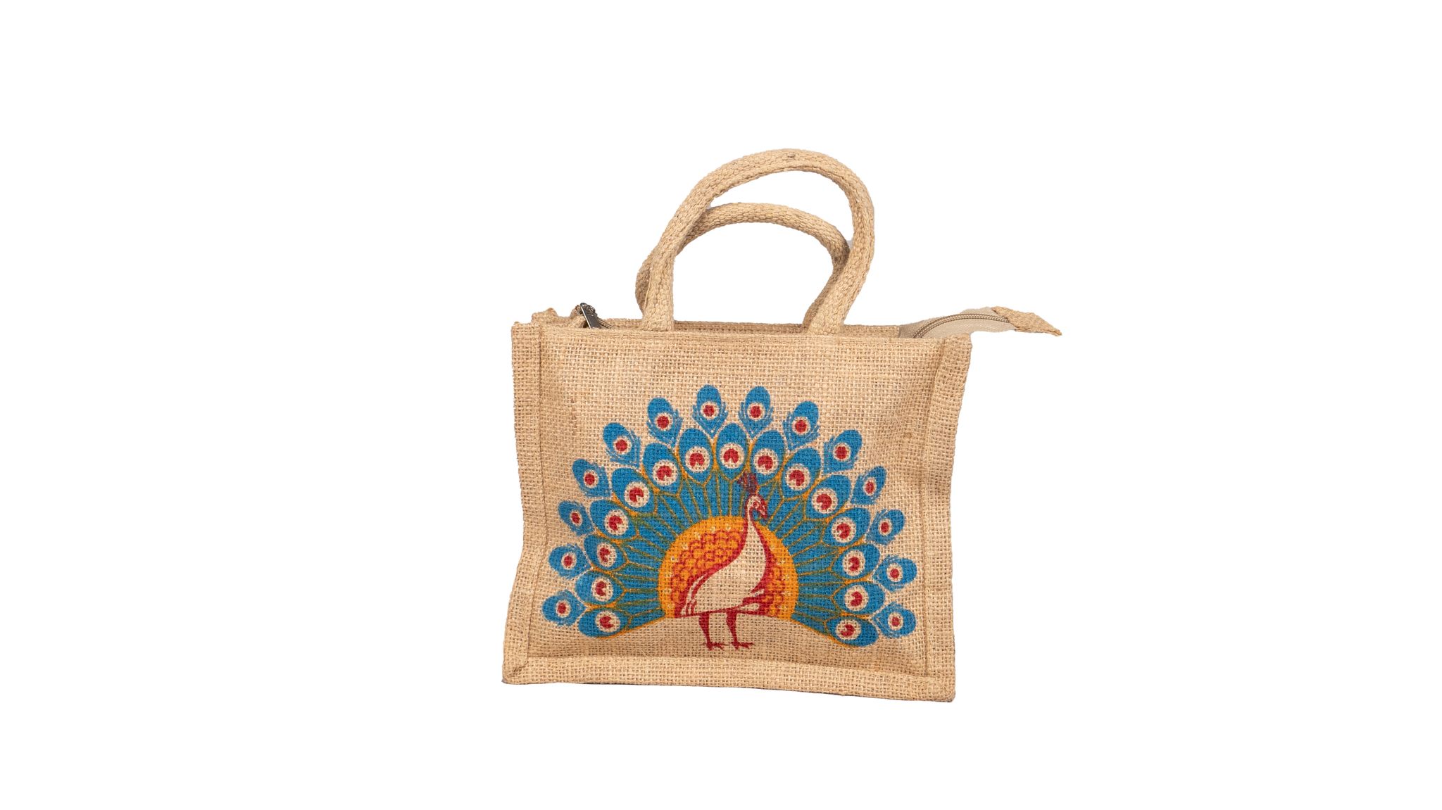 Peacock Printed Jute Bag