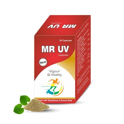 Rhushi Ayurved MR UV Capsules - Ayurvedic Supplement for Men for Vigour and Stamina - 30 Capsules
