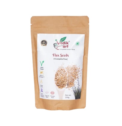 Organic Flax Seeds Online - 100% Vegan, Omega-3 rich, Fiber rich, Anti-cancer property, Calcium rich, Protein rich - 250g Organic Flax Seeds Online - 100% Vegan, Omega-3 rich, Fiber rich, Anti-cancer property, Calcium rich, Protein rich - 250g