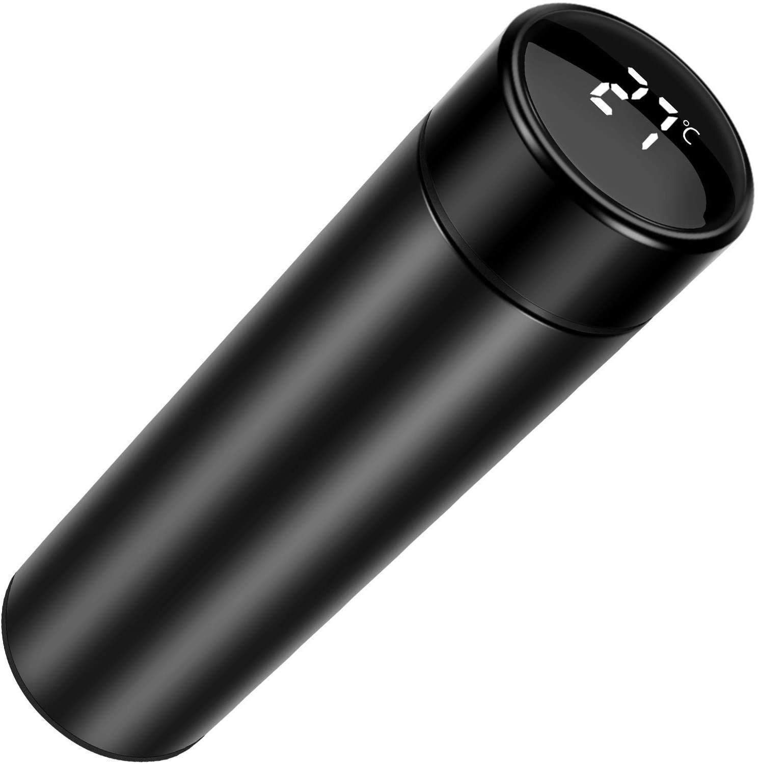 Smart Vacuum Insulated Water Bottle with Automatic LED Temperature Display, Large Flask 500 ML Stainless Steel Drinking Cup