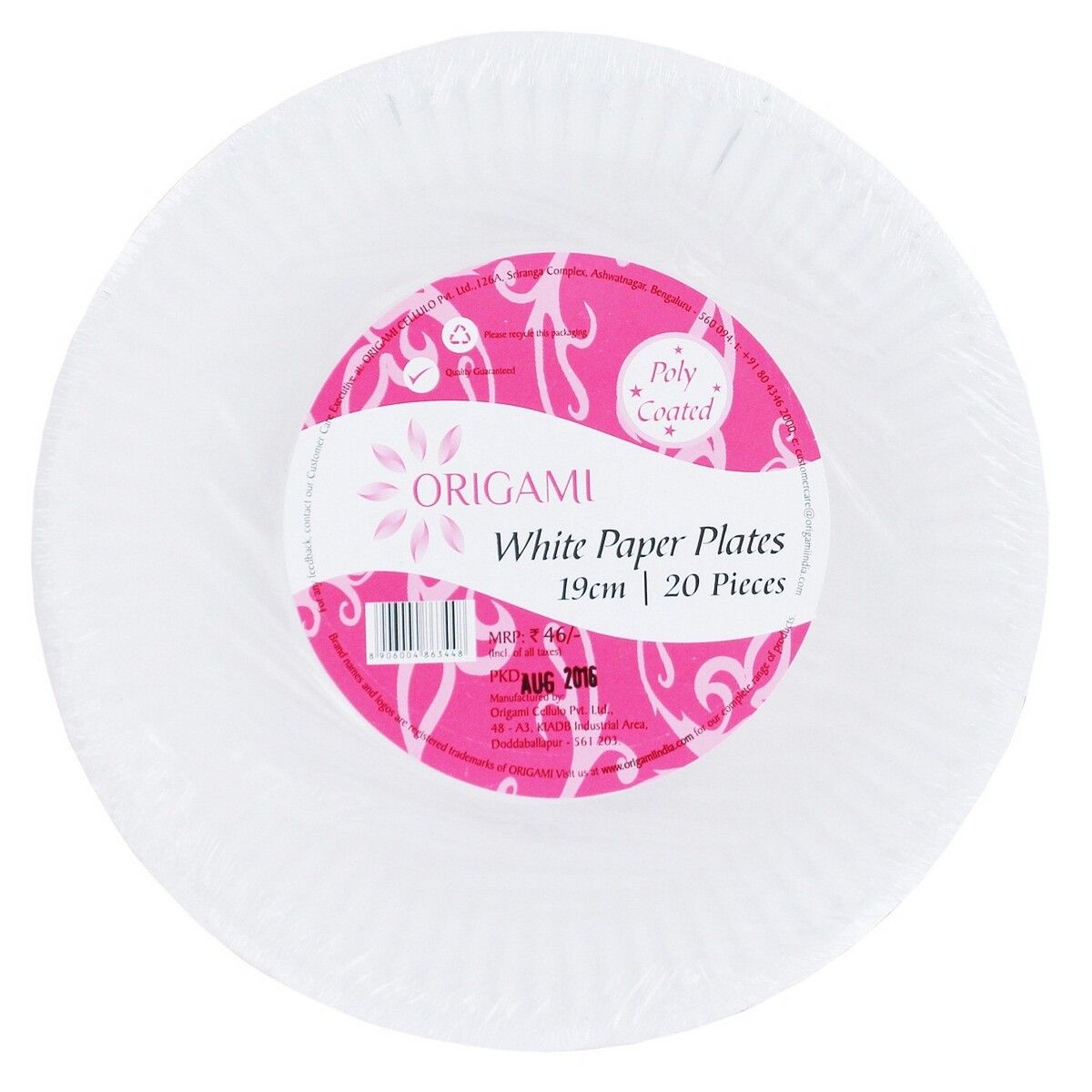 Origami Plates Plain, 19 Cm, 20 Pcs, Assorted
