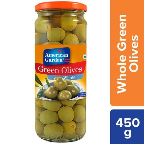 American Garden Olives Whole, Green, 450 G