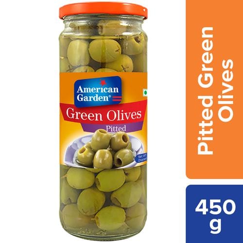 American Garden Olives Pitted, Green, 450 G