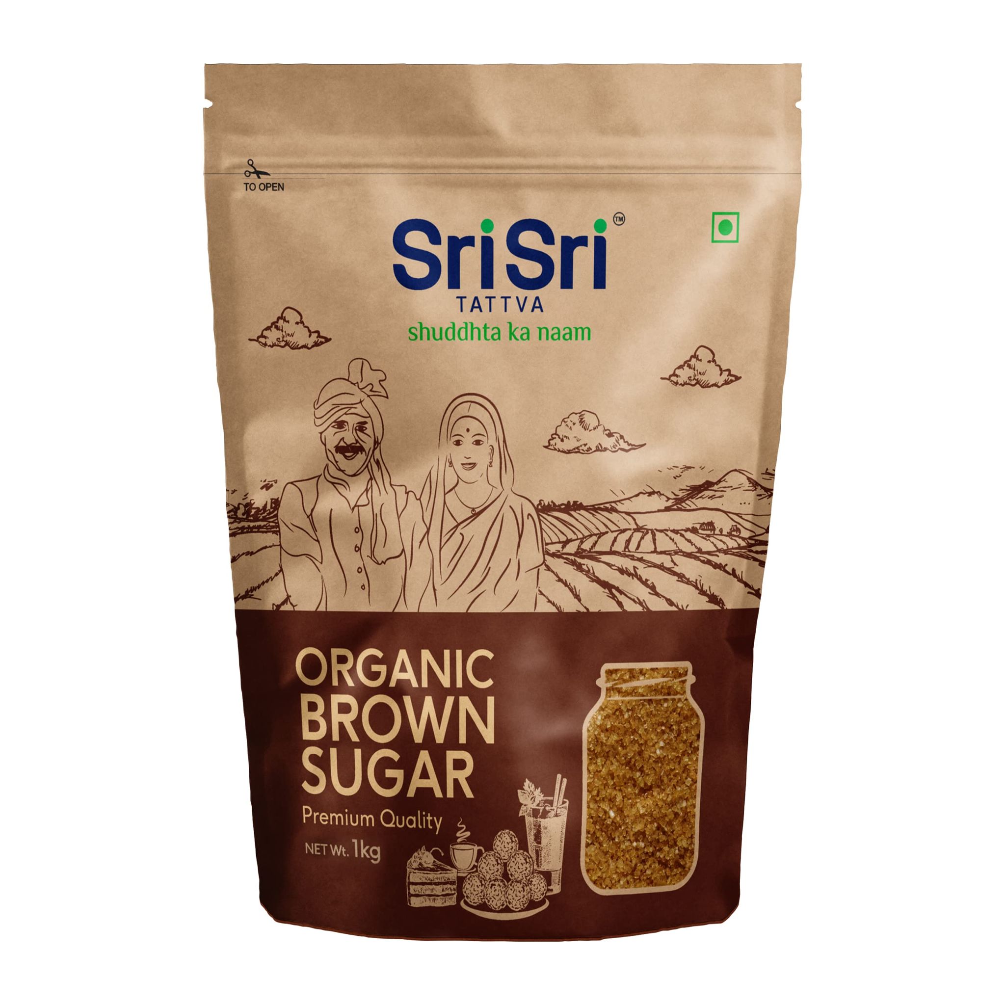 Sri Sri Tattva Shuddhta Ka Naam Sri Sri Tattva Organic Brown Sugar, 1Kg (Pack Of 1), Natural & Refined Cane Sugar, Prime Quality, Rich In Minerals