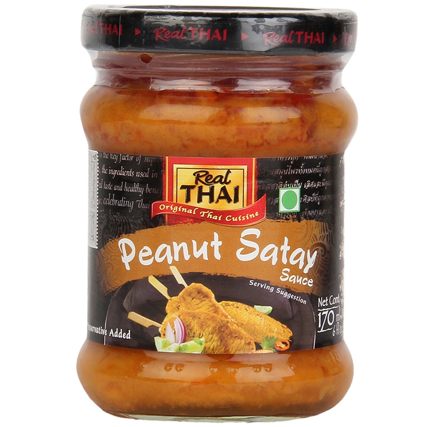 Real Thai Original Thai Cuisine Peanut Satay Sauce, 5.75 Oz, 170 Ml