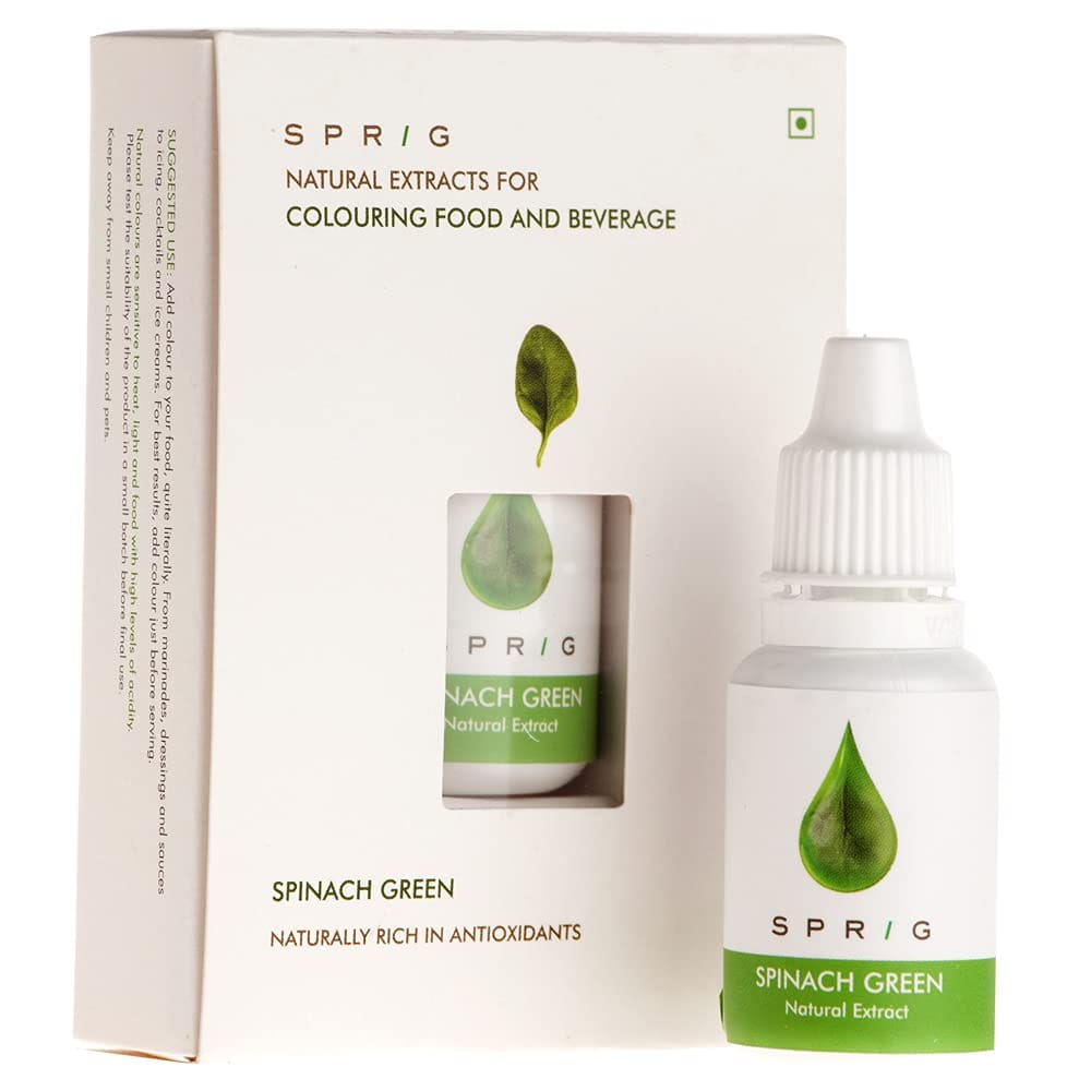 S P R I G Sprig Natural Extracts For Colouring Food And Beverage, Made From Real Spinach Leaves, Fresh Green Colour, Plant, Based Natural Food Colour, Edible, Use For Baking, 15 Ml