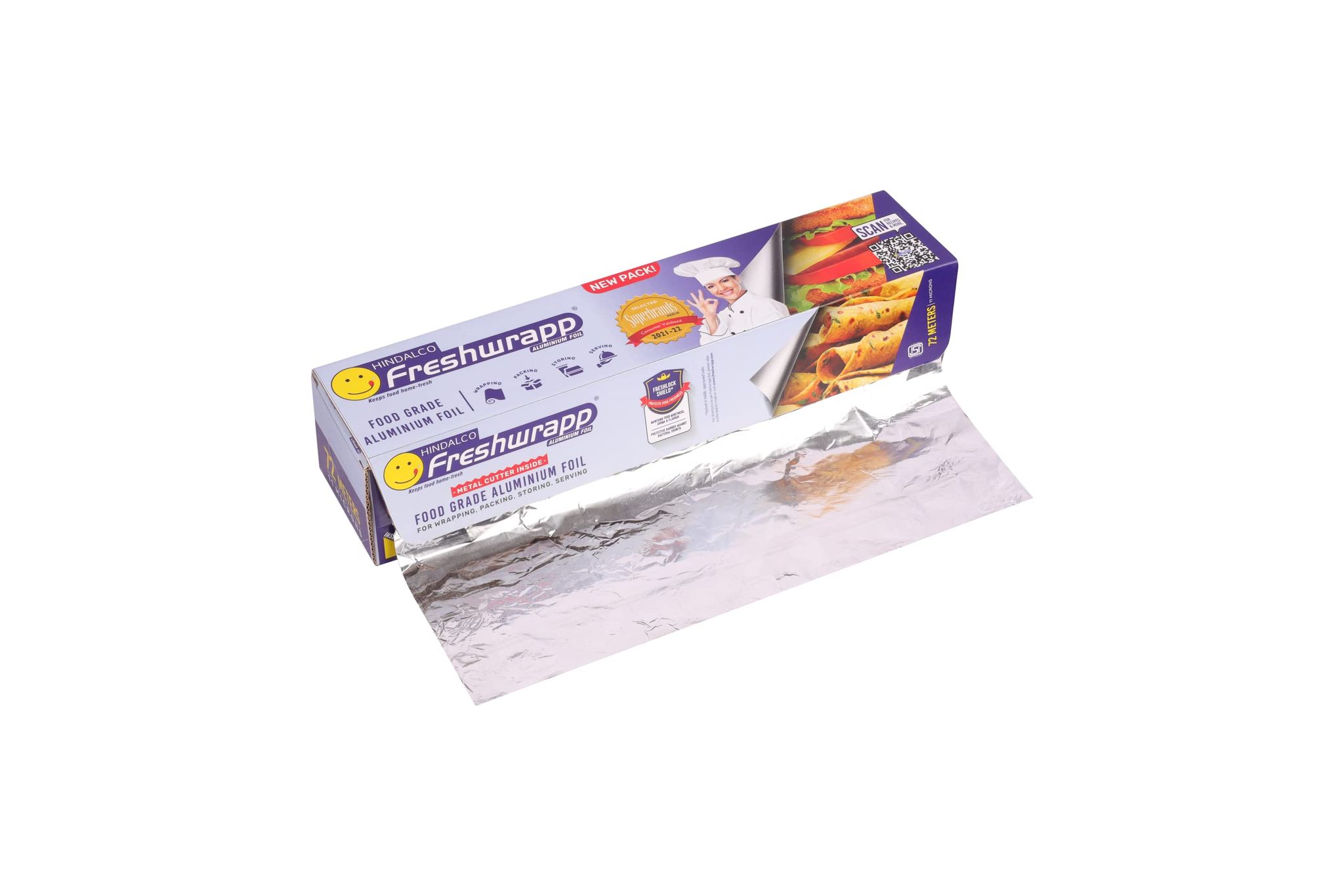 Freshwrapp Hindalco Aluminium Foil 72 Meters, 11Microns, Food Packing, Wrapping, Storing And Serving