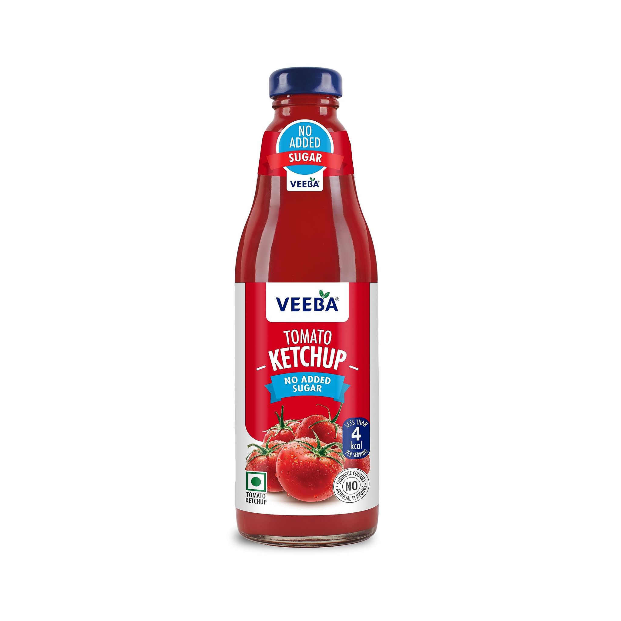 Veeba Tomato Ketchup No Added Sugar, 460Gram, Contains Non, Caloric Sweetener, No Artificial Flavours, No Synthetic Colours