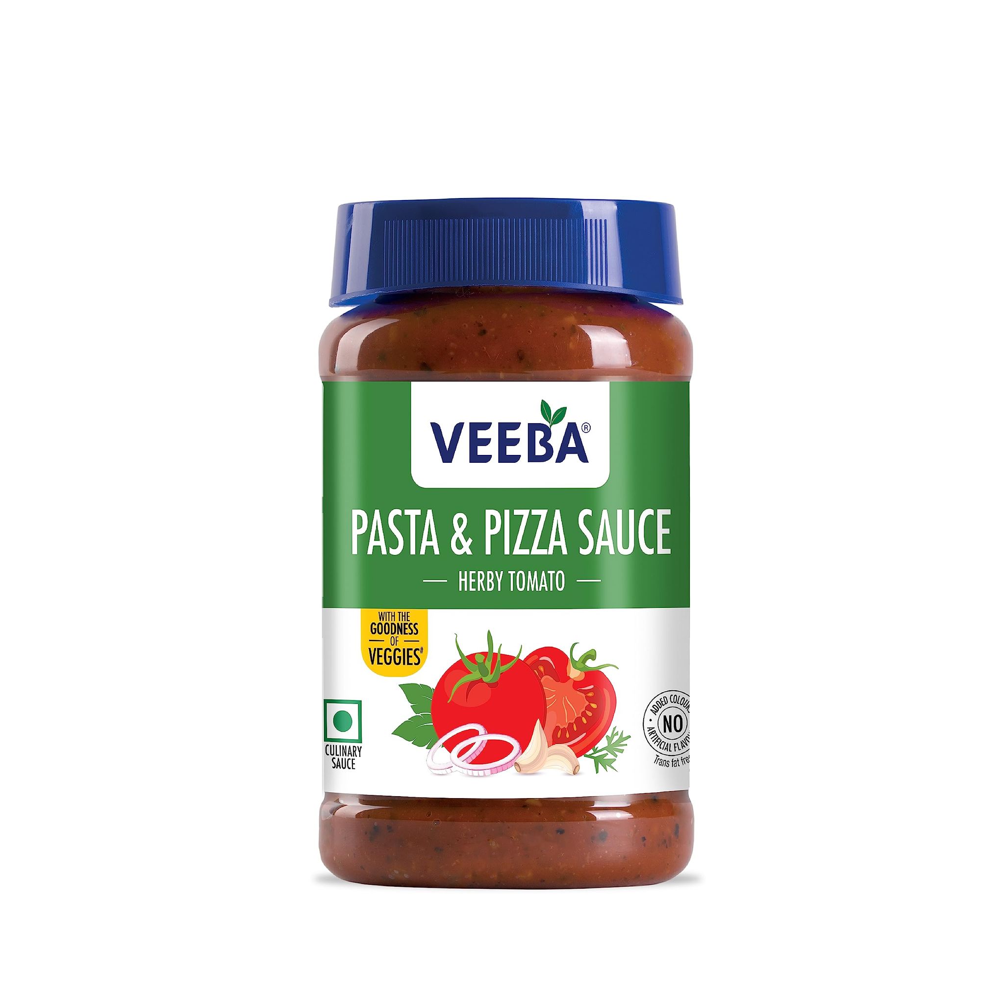 Veeba Pasta & Pizza Sauce, Herby Tomato, 525 Grams, No Synthetic Colors, No Artificial Flavours, Trans Fat, Free, Red Pasta Sauce, Pasta Sauce, 100% Vegetarian