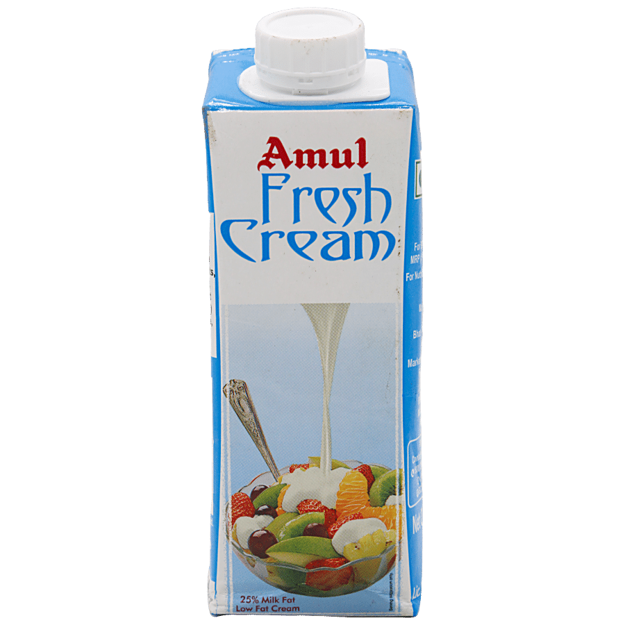 Amul Fresh Cream, 25% Milk Fat Low Fat, 250 Ml