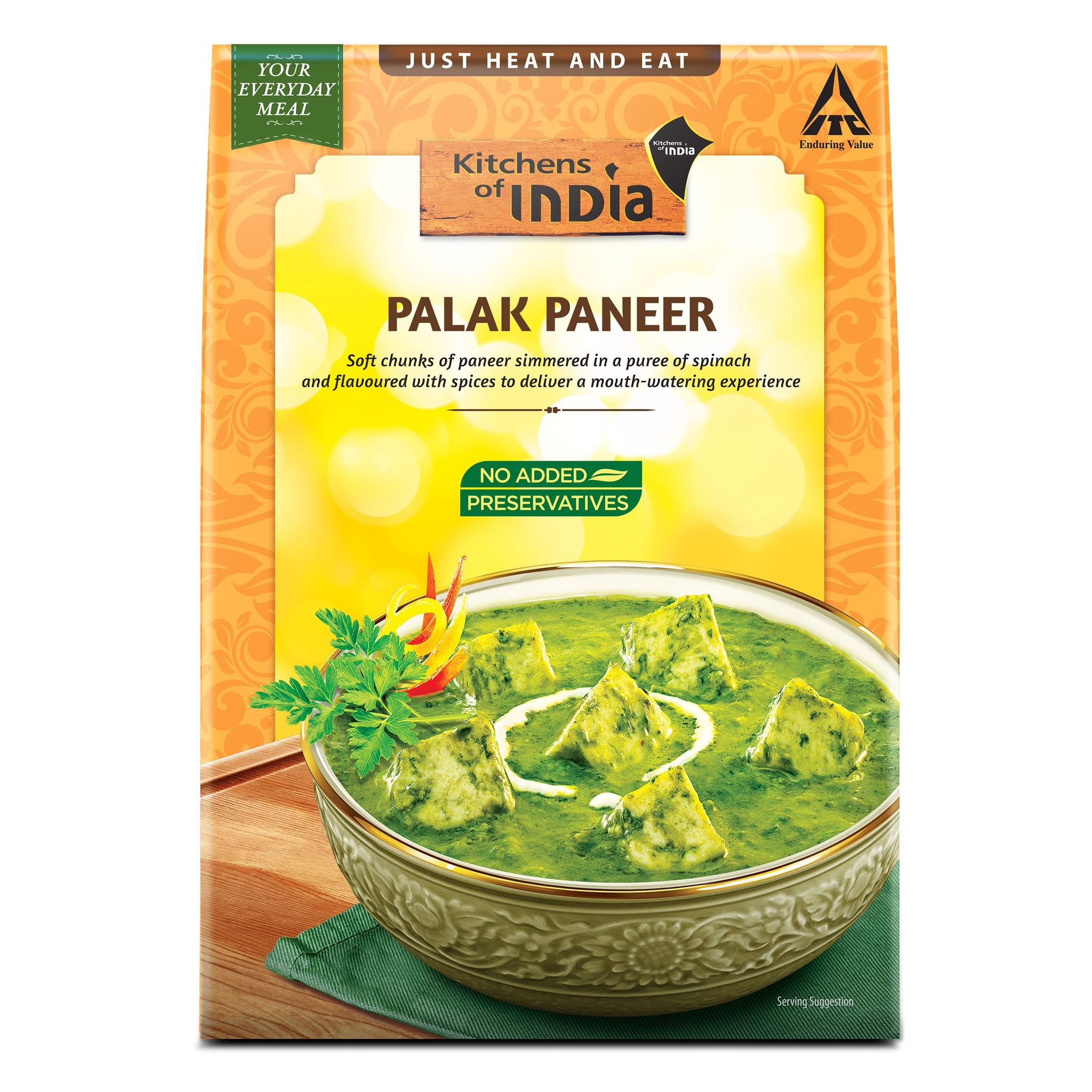 Kitchens Of India Daily Treat Ready Meals, Palak Paneer, 285G