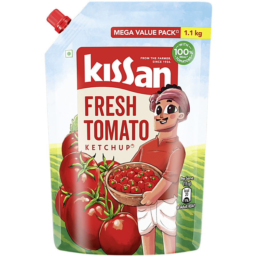 Kissan Fresh Tomato Ketchup Pouch, 1.2 Kg