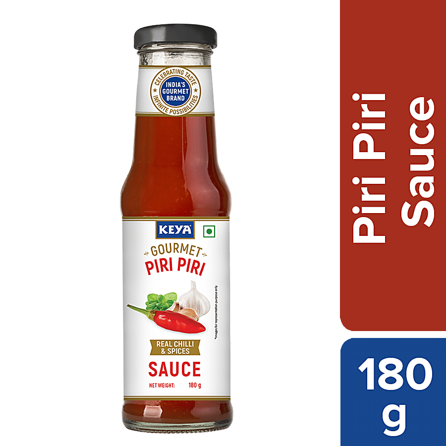 Keya Gourmet Piri Piri Sauce, Chilli & Spices, Hot, Versatile Condiment, For Cooking, Dip, Spread Use, 180 G Bottle