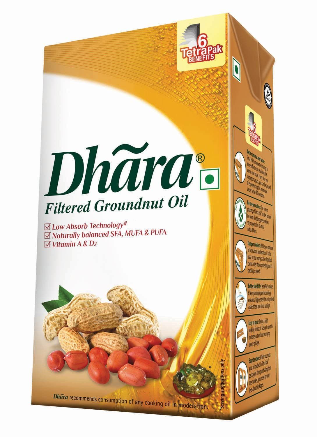 Dhara Groundnut Oil Tetra Pack, 1L
