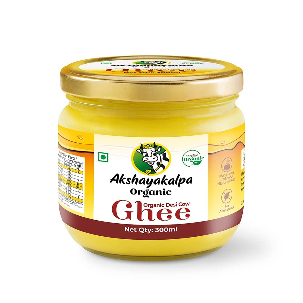 Akshayakalpa Organic Desi Cow Ghee, 300Ml, Pure Organic Ghee, Traditionally, Churned, Chemical, Free, Granular Ghee, Nutritious By Nature