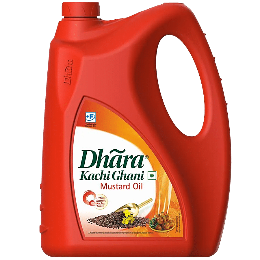 Dhara Oil, Mustard (Kachi Ghani), 5 L Can