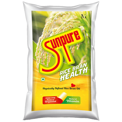 Sunpure Rice Bran Health Physically Refined Rice Bran Oil, Contains Natural Oryzanol & Natural Vitamins, 1 L Pouch Sunpure Rice Bran Health Physically Refined Rice Bran Oil, Contains Natural Oryzanol & Natural Vitamins, 1 L Pouch