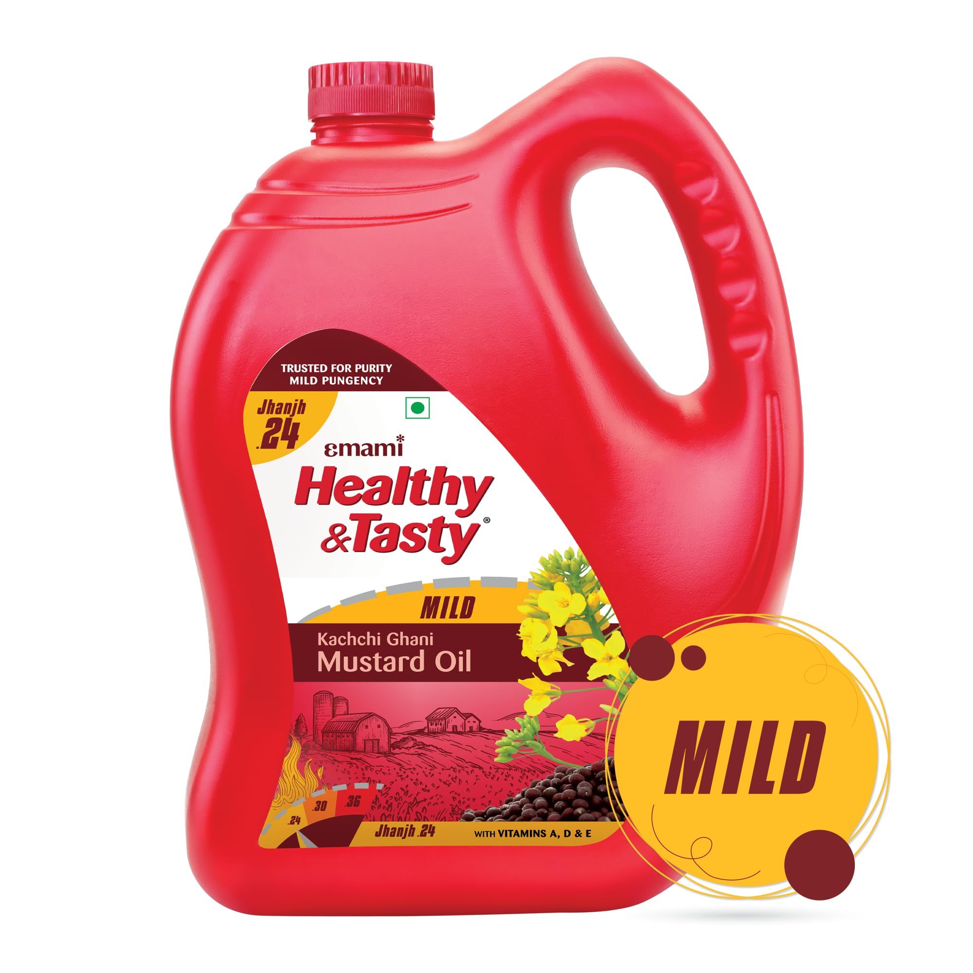 Emami Healthy And Tasty Kachi Ghani Mustard Oil Jar, 4.5Kg/5L