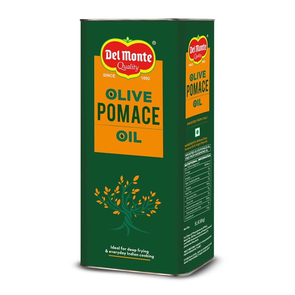 Del Monte Pomace Olive Oil, Ideal For Everyday Indian Cooking & Deep Frying, 5L Tin