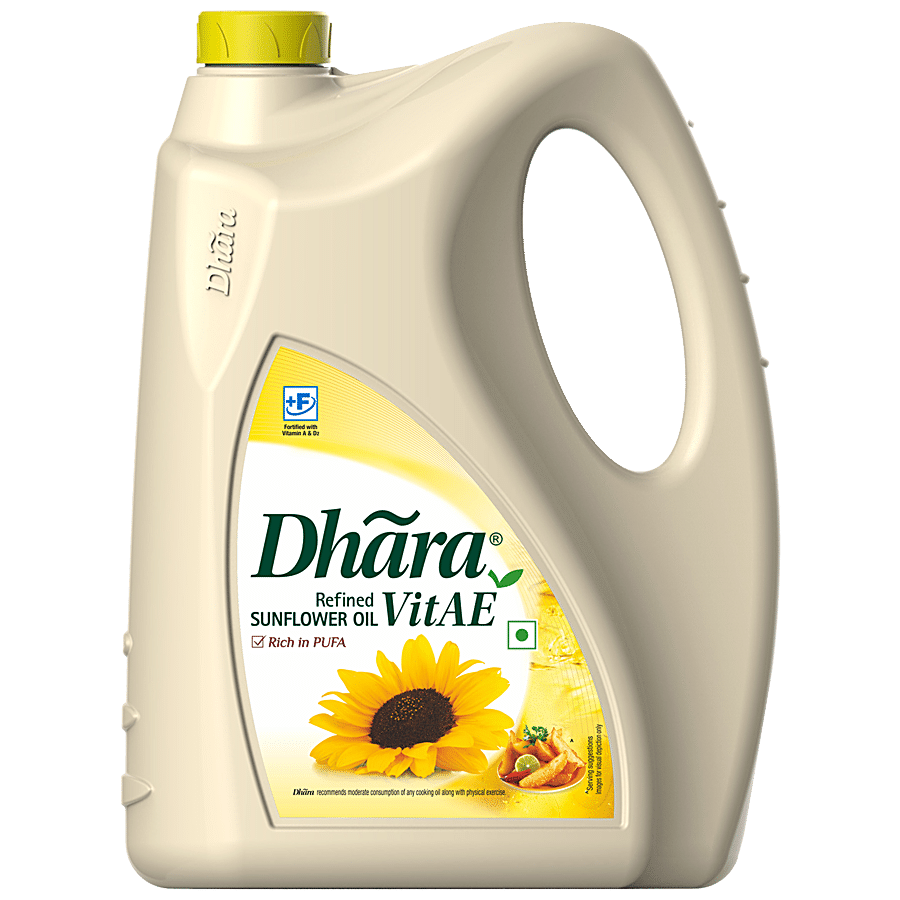 Dhara Refined, Sunflower Oil, 5 L Can