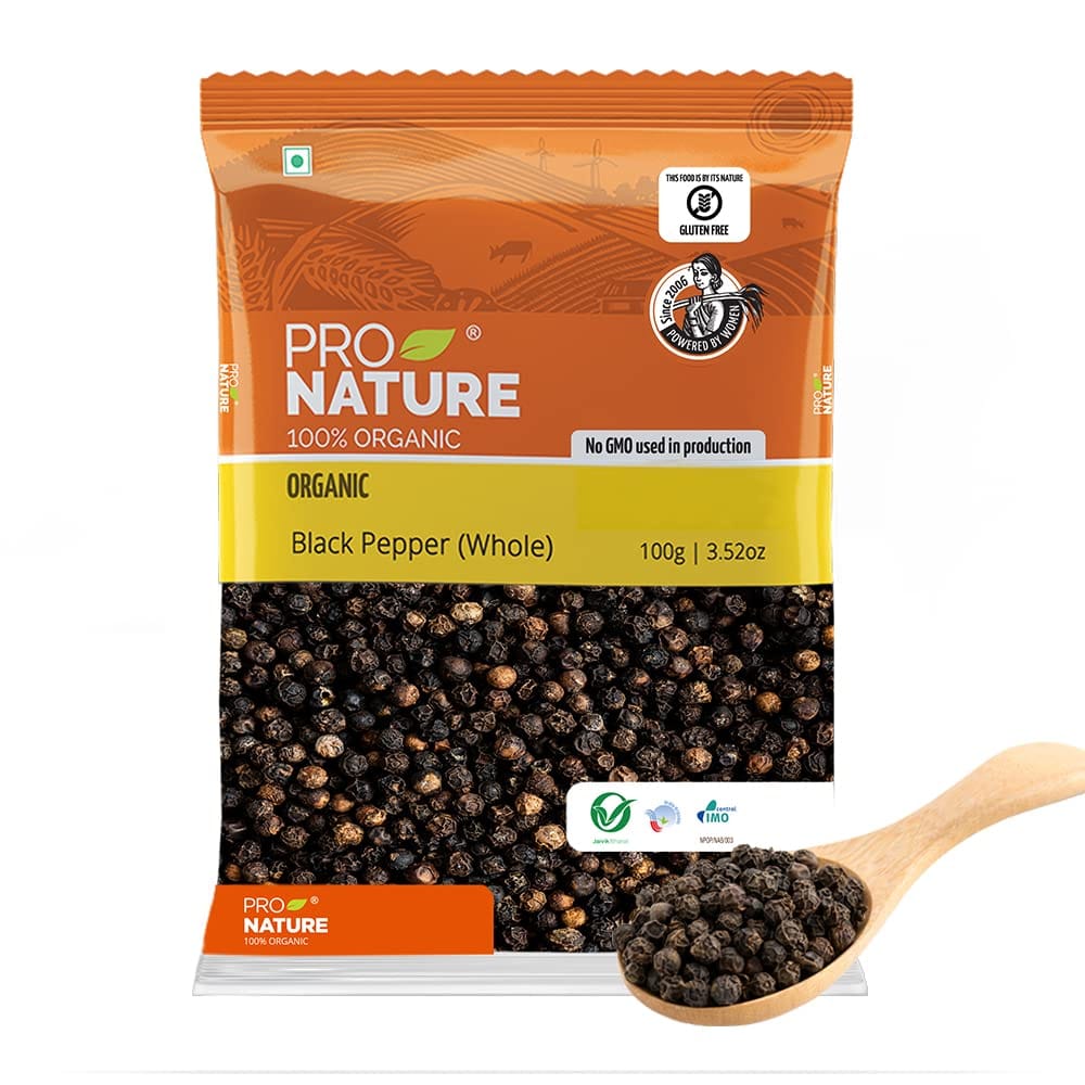 Pro Nature 100% Organic Black Pepper (Whole) 100G