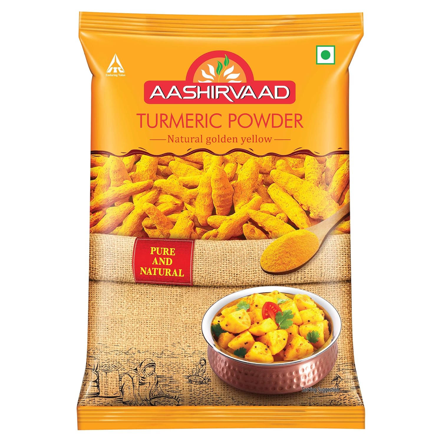 Aashirvaad Turmeric Powder, Natural Golden Turmeric Powder With No Added Flavours And Colours, 500G