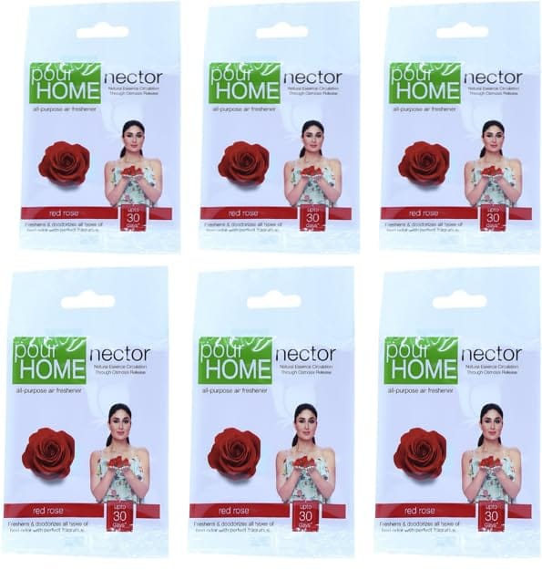 Pour Home Power Pocket, Air Freshener, Bathroom And Toilet, Lasts 30 Days Rose 10 Gm P(Pack Of 6)