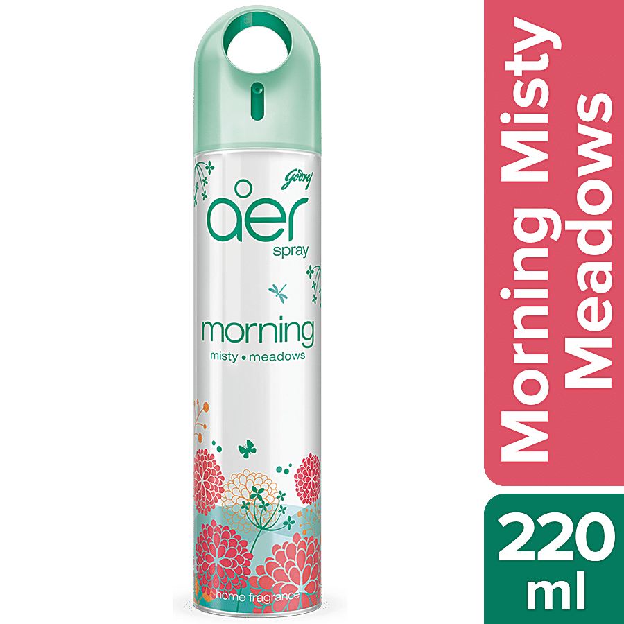 Godrej Aer Spray, Home & Office Air Freshener, Morning Misty Meadows, 220 Ml