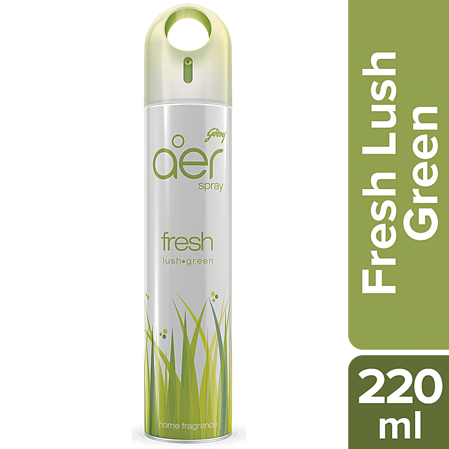Godrej Aer Spray, Home & Office Air Freshener, Fresh Lush Green, 220 Ml