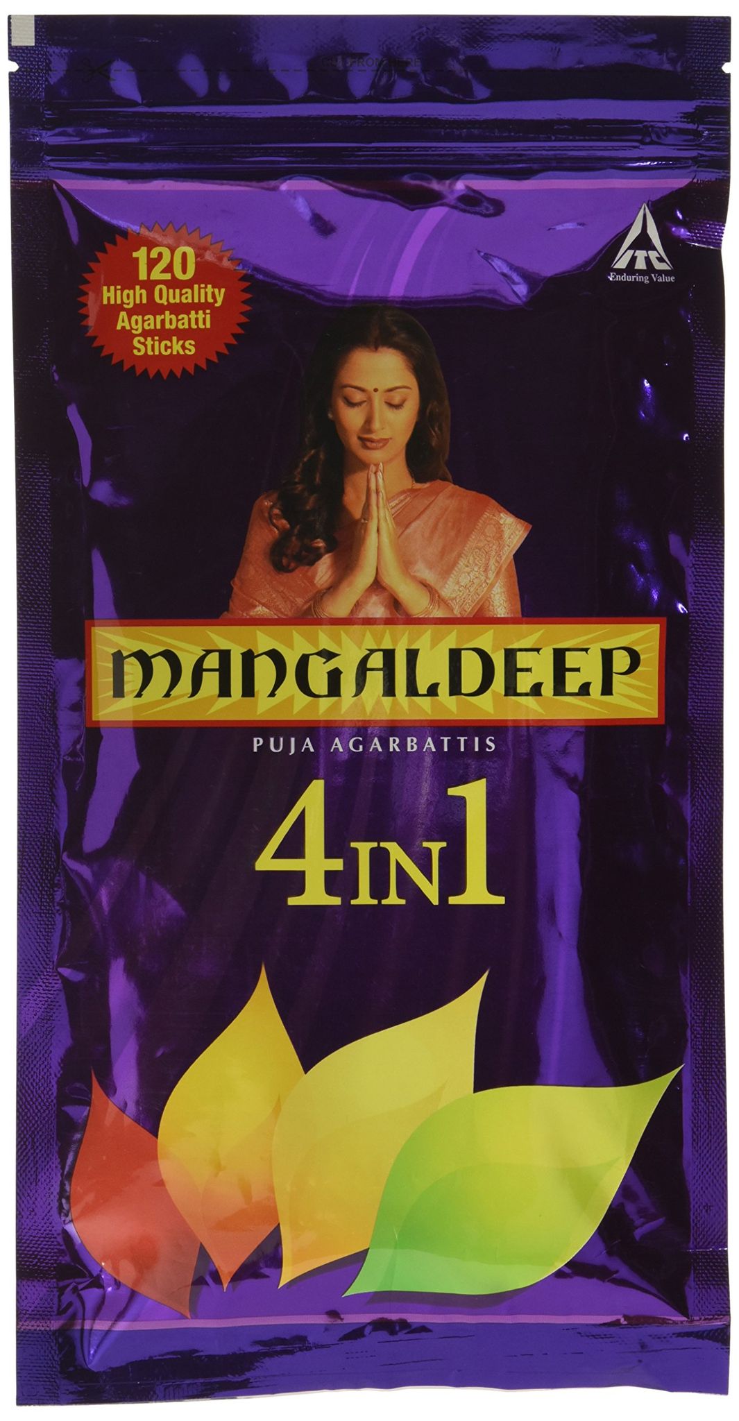 Mangaldeep 4 In 1 Agarbatti Ziplock, 120 Sticks