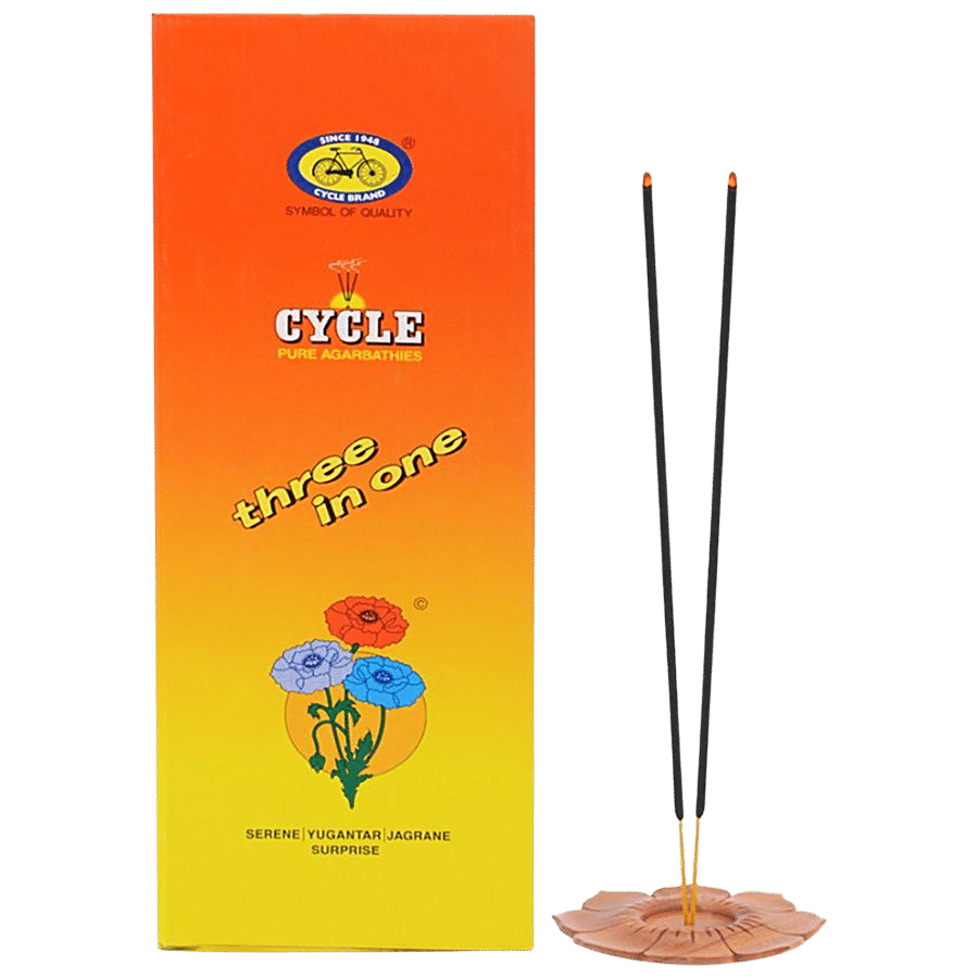 Cycle Three In One Agarbatti, 3 Signature Fragrances, Lily, Floral, Woody, 102 Gm (174 Pcs)