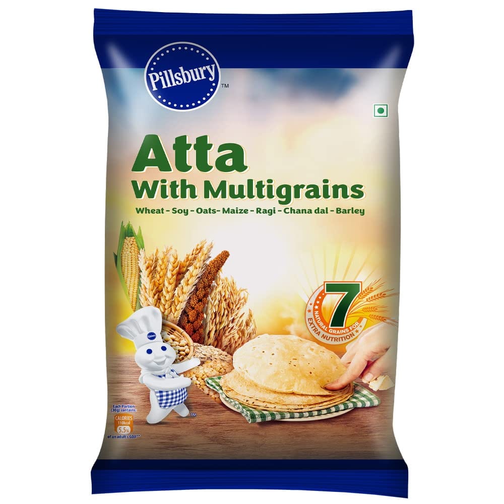 Pillsbury Multigrain Wheat Atta, 100% Wholegrain Atta, Upto 6 Hours Of Softness, 7 Natural Grains, 5Kg