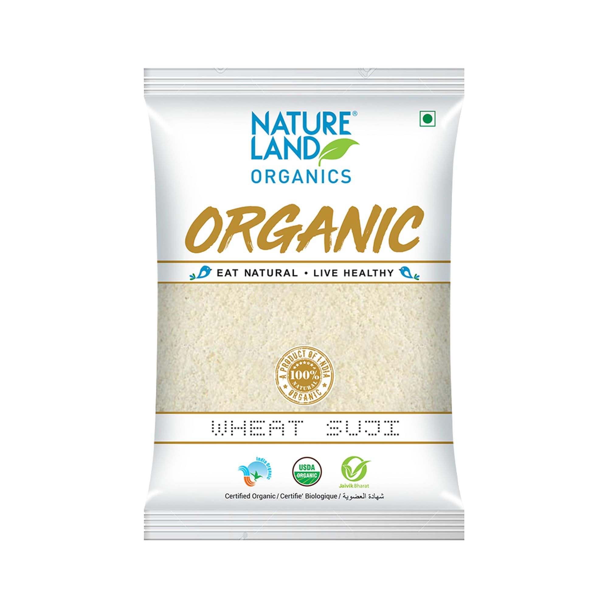 Natureland Organics Wheat Suji/Sooji, 500 Gm, Organic Sooji