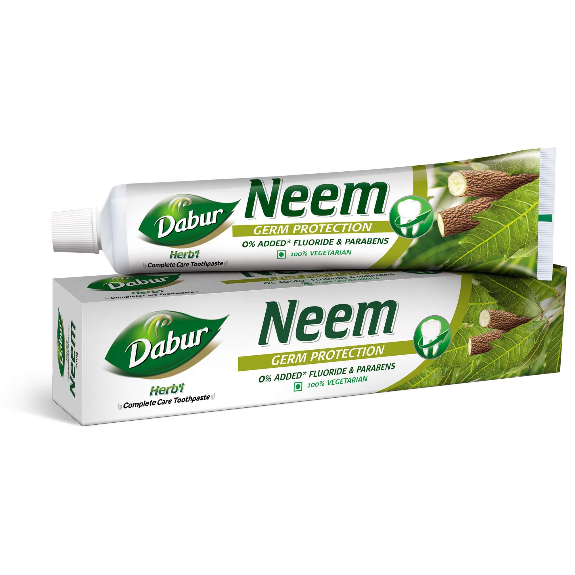 Dabur Herb'L Neem Germ Protection Toothpaste, 200G, No Added Flourides & Parabens, Neem Fights Bacteria, Potent For Germ Protection, Enriched With Powerful Natural Ingredients