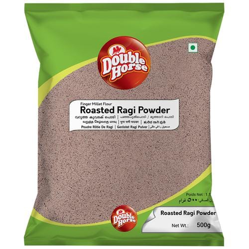 Double Horse Roasted Ragi Powder/Ragi Hittu, 500 G Pouch