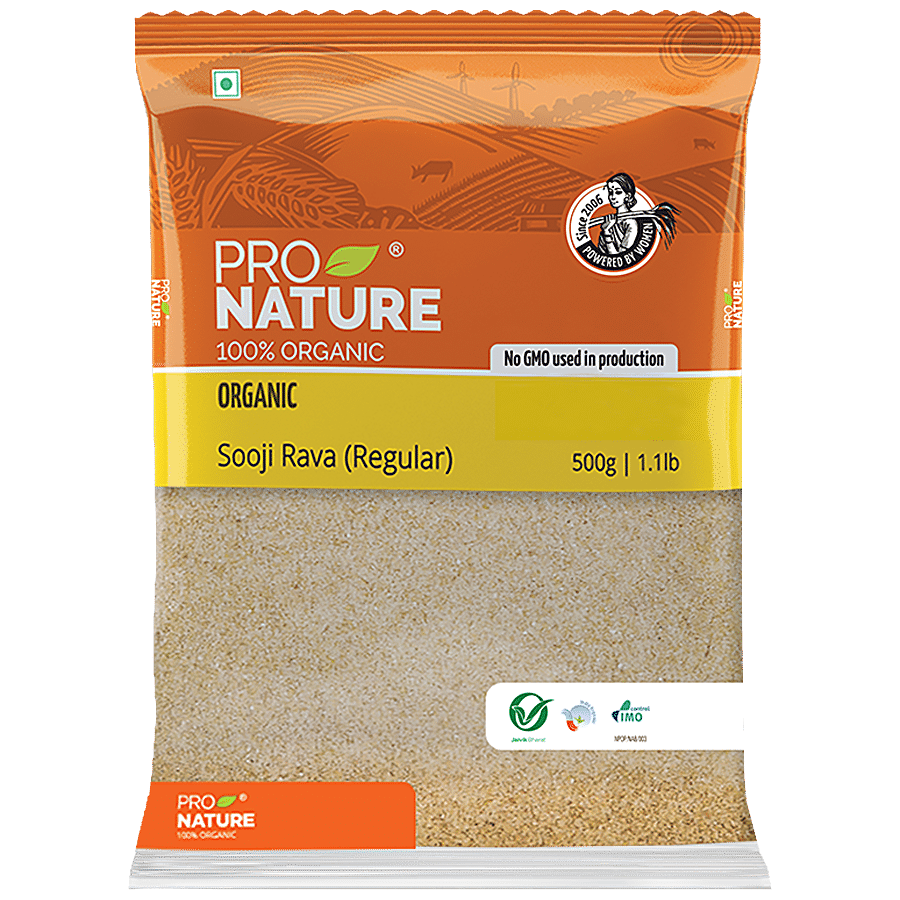Pro Nature Organic Sooji/Rava, Regular, 500 G Pouch