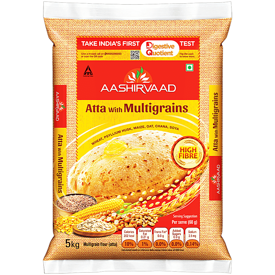 Aashirvaad Atta With Multigrains, The High Fibre Atta, 5Kg Pack