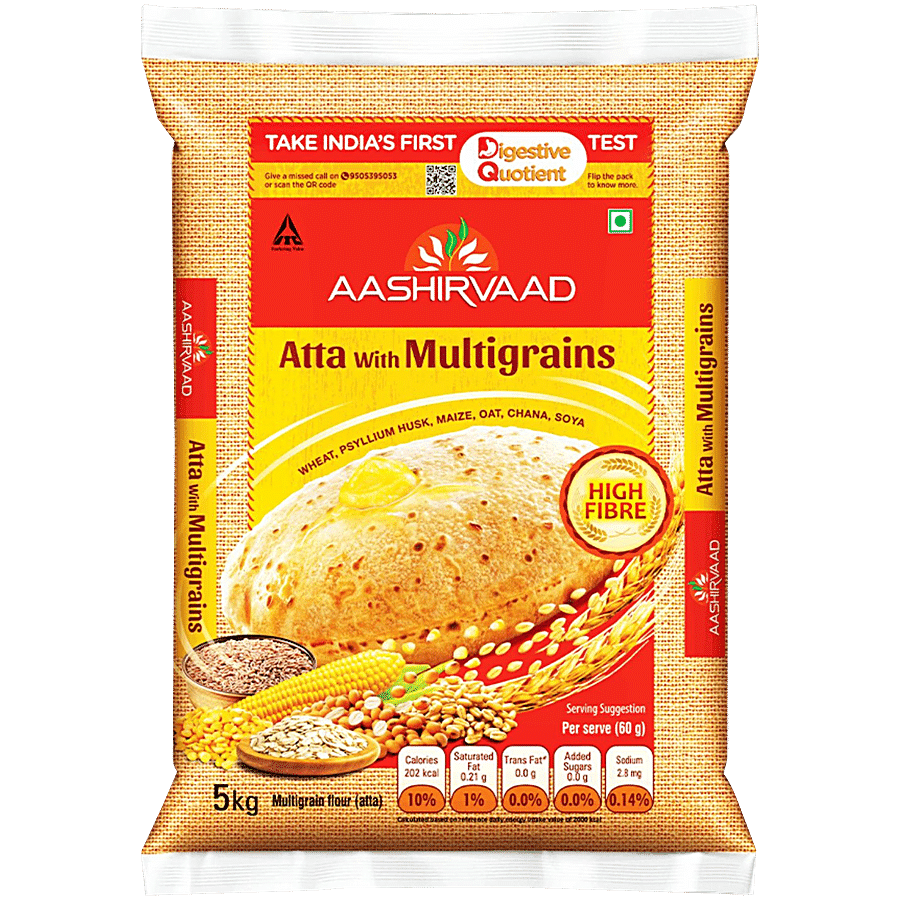 Aashirvaad Atta With Multigrains, The High Fibre Atta, 1Kg Pack